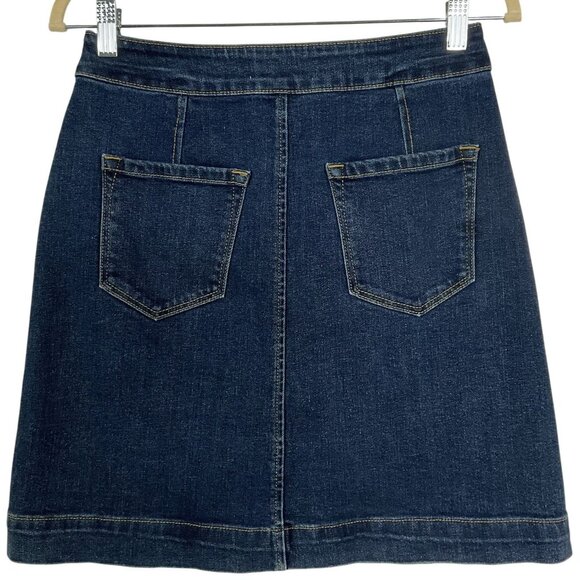 LOFT Button-front, Denim Skirt, size 0, Pockets, Stretch - Picture 4 of 9